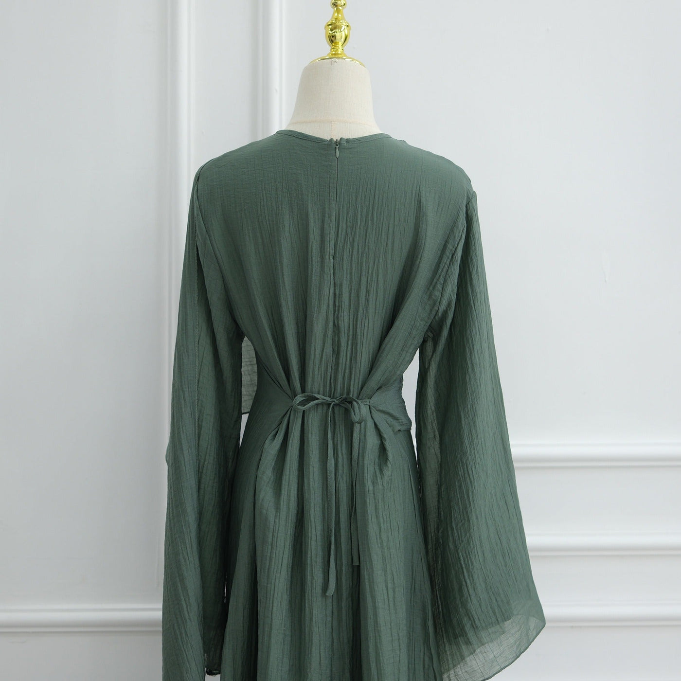 LM305 Double Layer Abaya Dress – Soft Tencel Knit Long Sleeve Maxi