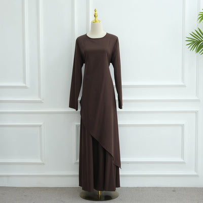 LM306 Cotton Linen Two-Piece Set – Asymmetric Top & Maxi Skirt Modest Outfit