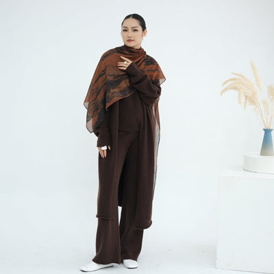 LM226 Winter Knit 3-Piece Abaya Set for Muslim Women – Modest Co-ord