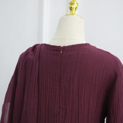 LM305 Double Layer Abaya Dress – Soft Tencel Knit Long Sleeve Maxi