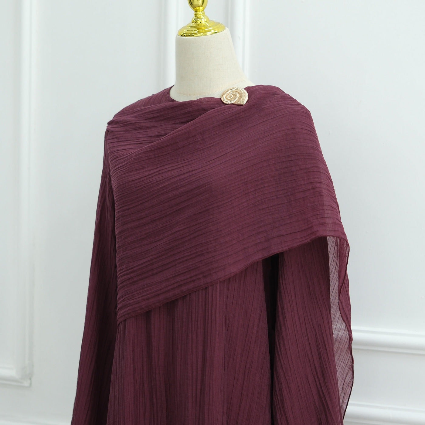 LM305 Double Layer Abaya Dress – Soft Tencel Knit Long Sleeve Maxi