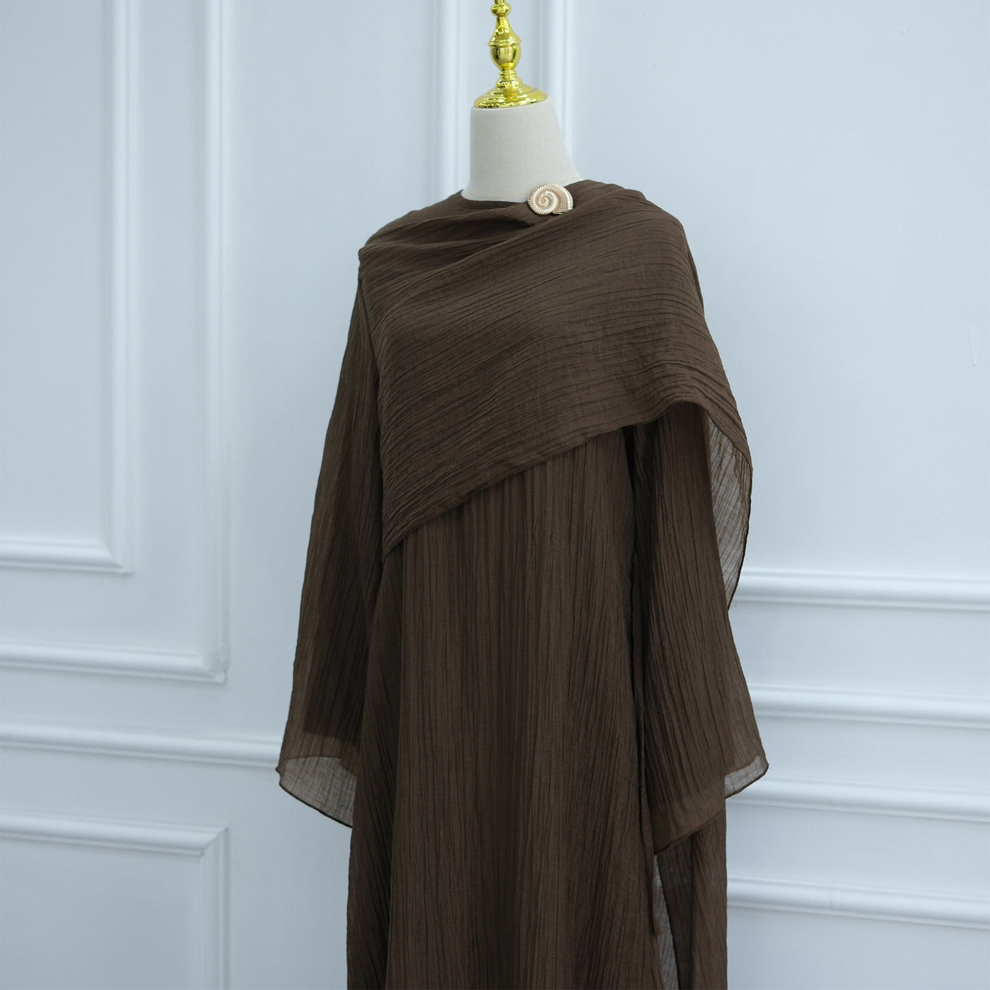 LM305 Double Layer Abaya Dress – Soft Tencel Knit Long Sleeve Maxi
