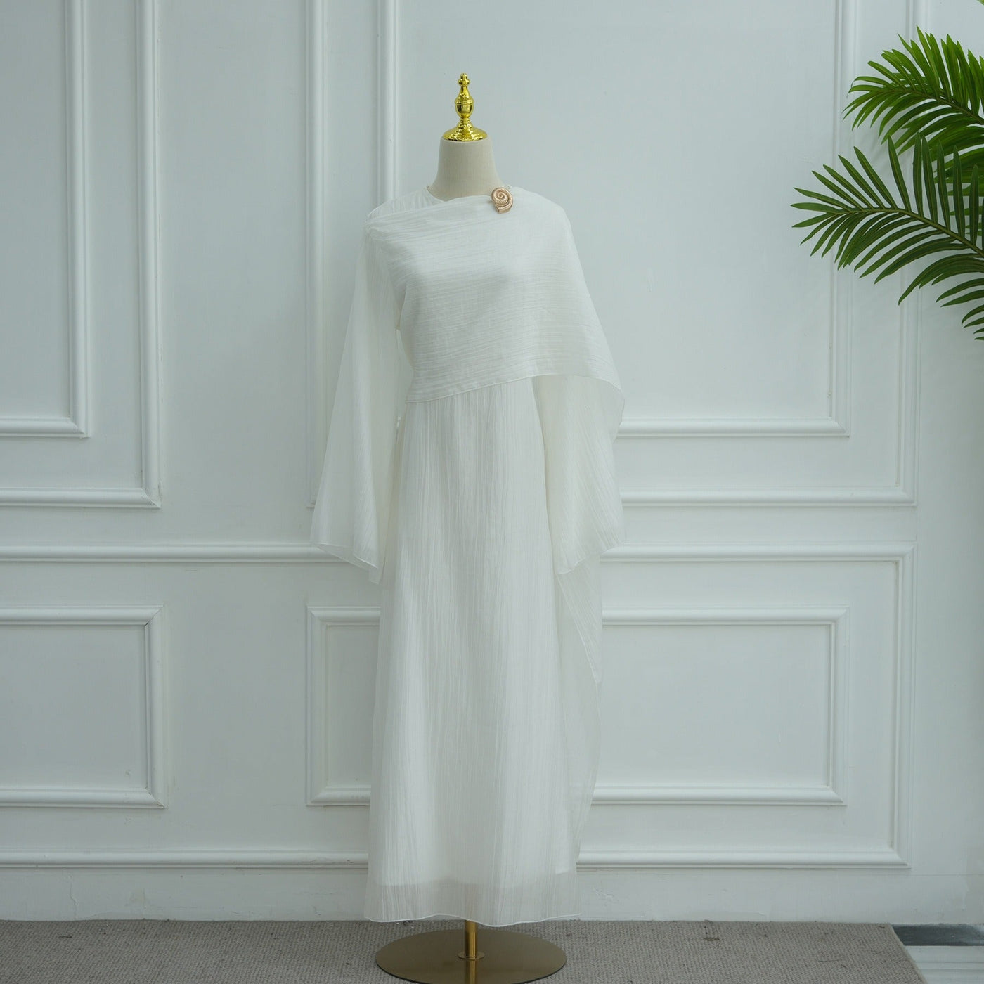 LM305 Double Layer Abaya Dress – Soft Tencel Knit Long Sleeve Maxi