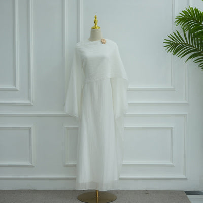 LM305 Double Layer Abaya Dress – Soft Tencel Knit Long Sleeve Maxi