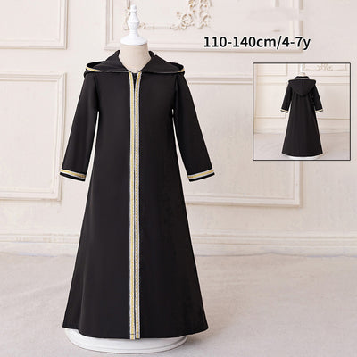LM211 Girls Eid Dress – Long Sleeve Modest Muslim Party Gown, Embroidered, Full Length (4–7Y)