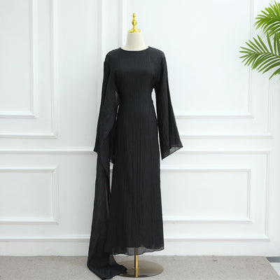 LM305 Double Layer Abaya Dress – Soft Tencel Knit Long Sleeve Maxi