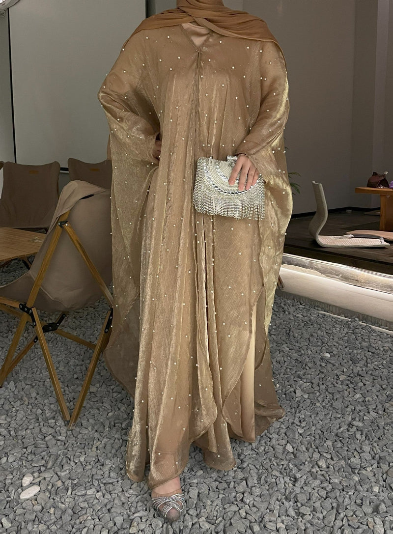 LM335 Pearl Starry Sky 2-Piece Dress Set - Loose Long Modest Muslim Women Fashion $85.19