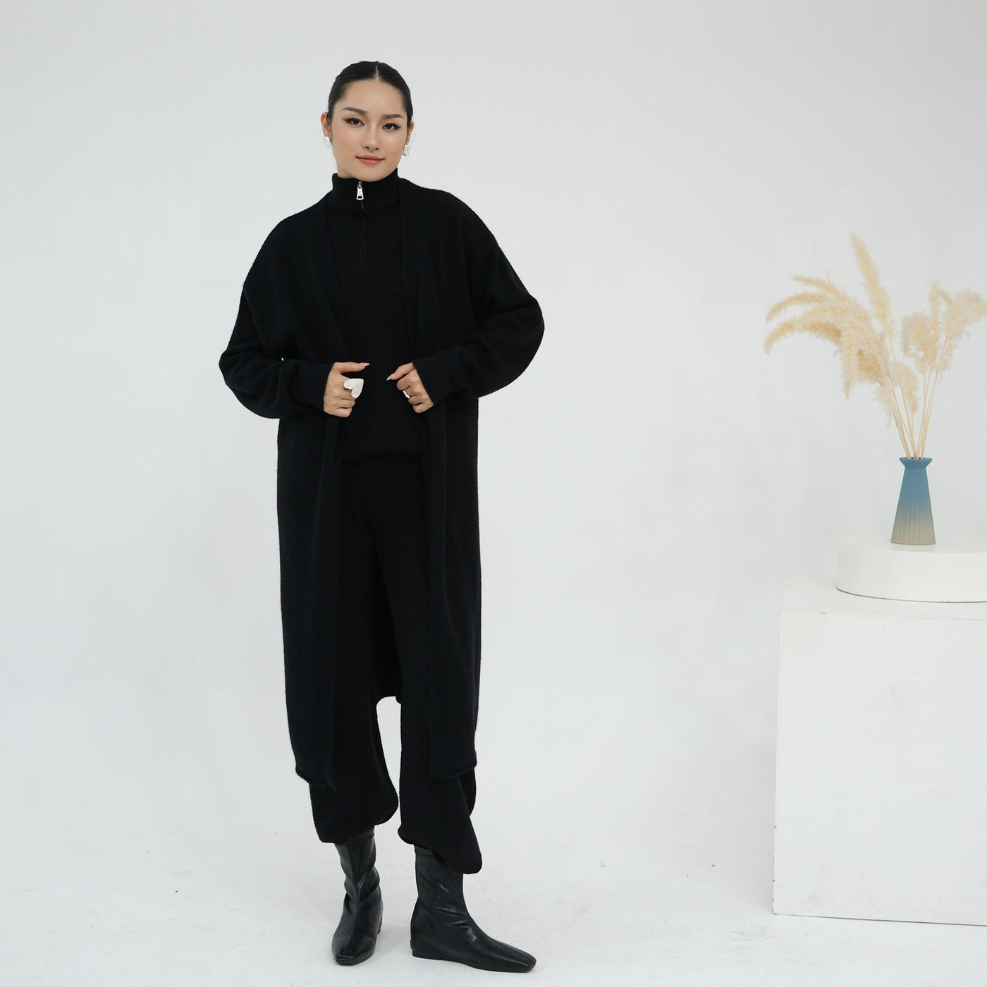 LM226 Winter Knit 3-Piece Abaya Set for Muslim Women – Modest Co-ord