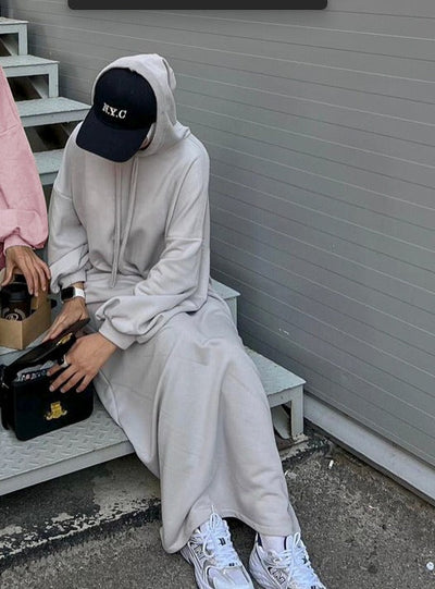 LM303 Hooded Abaya Sweatshirt Dress – Casual Long Sleeve Modest Wear
