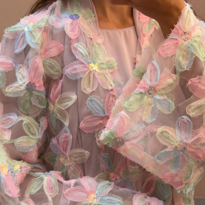 LM128 Lightweight Floral Kimono Abaya – Pastel Modest Summer Dress - LM128-Candy-S LumosModesty