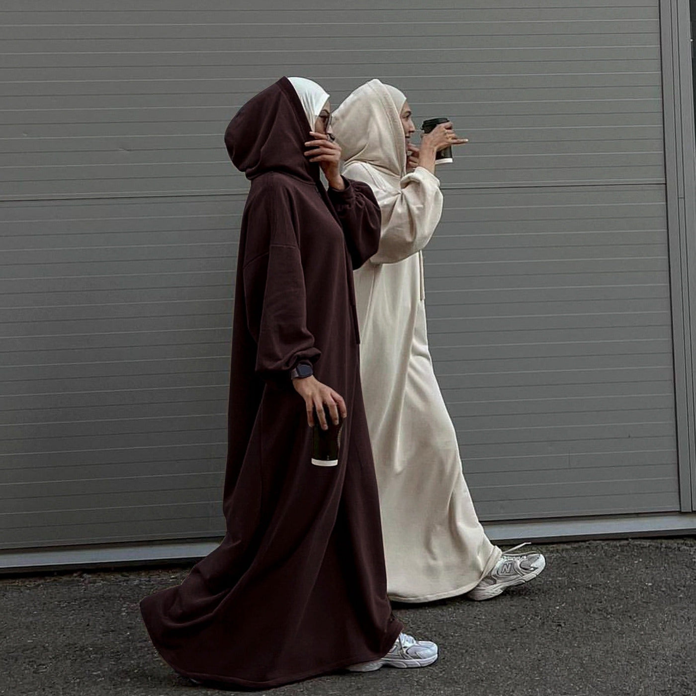 LM303 Hooded Abaya Sweatshirt Dress – Casual Long Sleeve Modest Wear