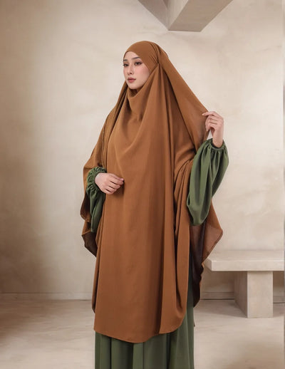 LM505 Cape Khimar One Layer Maxi Scarf Crepe Jazz Ironless Modest