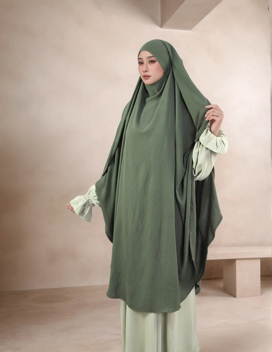 LM505 Cape Khimar One Layer Maxi Scarf Crepe Jazz Ironless Modest