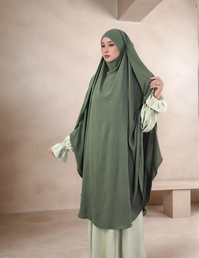 LM505 Cape Khimar One Layer Maxi Scarf Crepe Jazz Ironless Modest