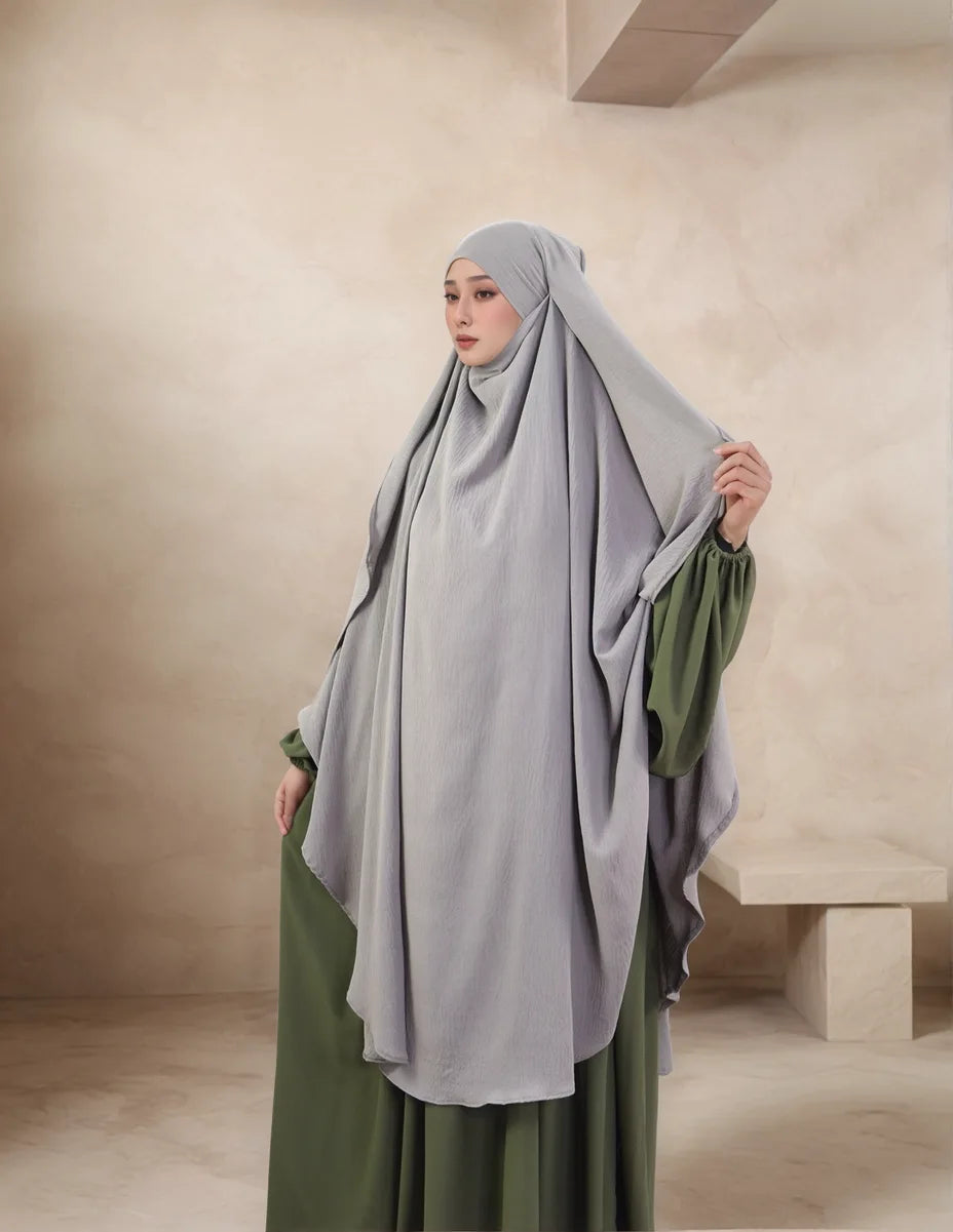 LM505 Cape Khimar One Layer Maxi Scarf Crepe Jazz Ironless Modest