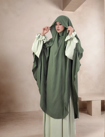 LM505 Cape Khimar One Layer Maxi Scarf Crepe Jazz Ironless Modest