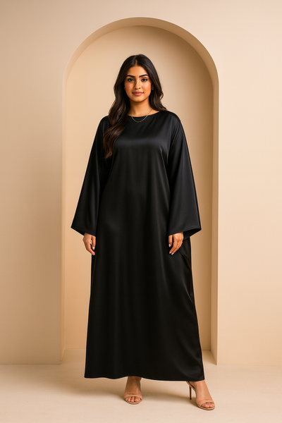 LM079 Plus Size Kaftan Abaya – Shiny Eid & Iftar Batwing Dress with Belt