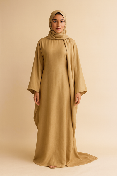 LM079 Plus Size Kaftan Abaya – Shiny Eid & Iftar Batwing Dress with Belt