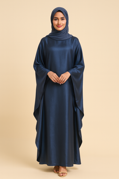 LM079 Plus Size Kaftan Abaya – Shiny Eid & Iftar Batwing Dress with Belt