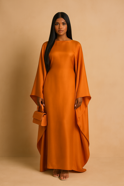 LM079 Plus Size Kaftan Abaya – Shiny Eid & Iftar Batwing Dress with Belt