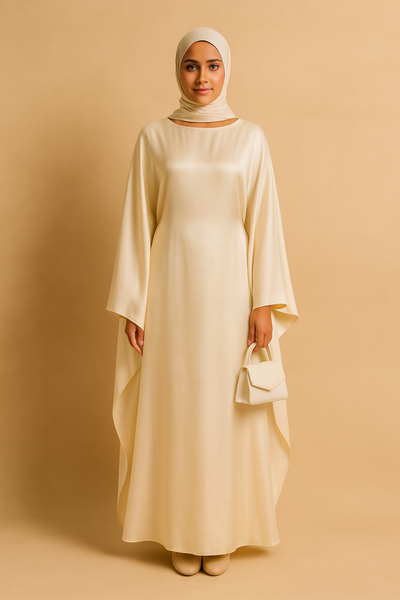 LM079 Plus Size Kaftan Abaya – Shiny Eid & Iftar Batwing Dress with Belt