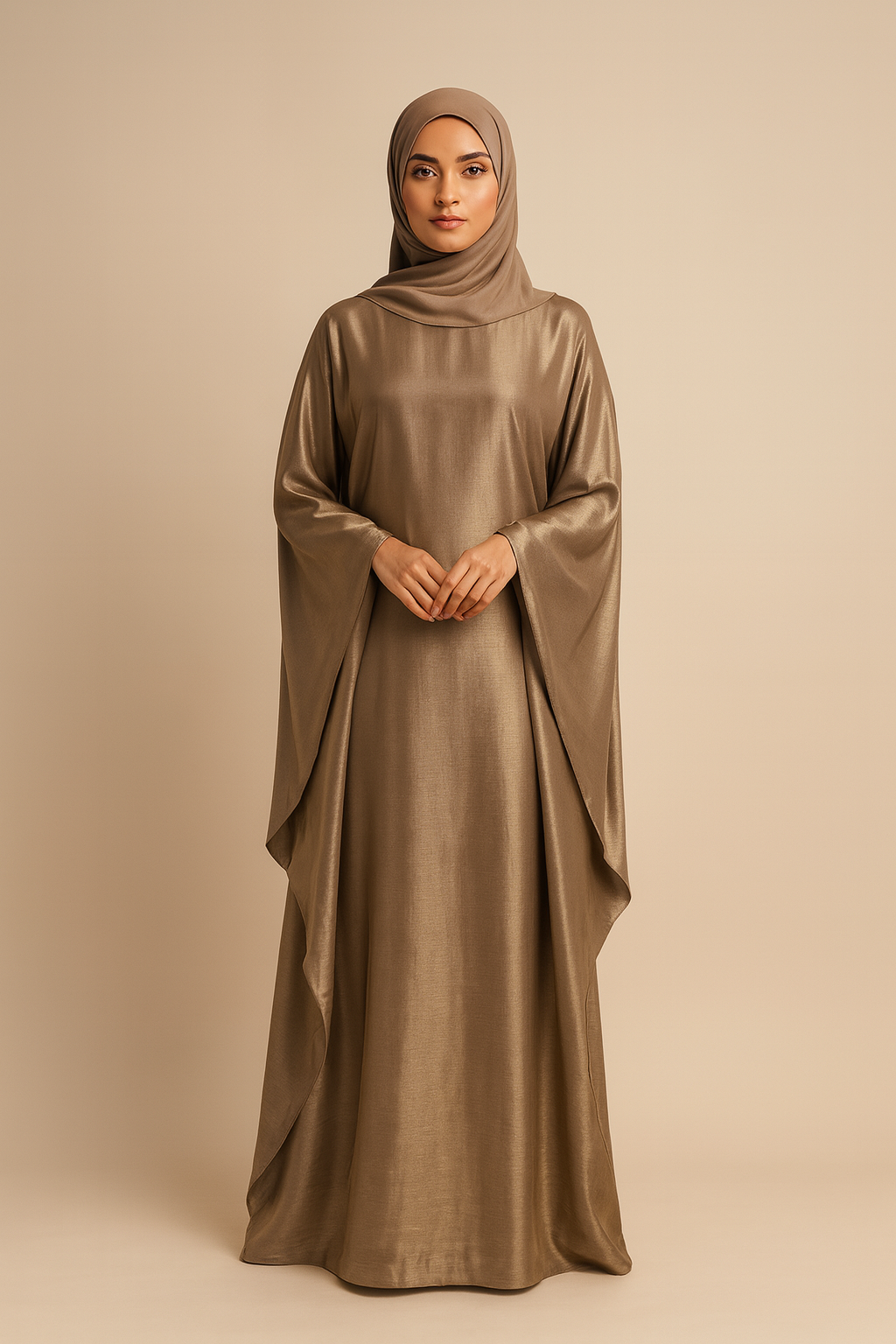LM079 Plus Size Kaftan Abaya – Shiny Eid & Iftar Batwing Dress with Belt