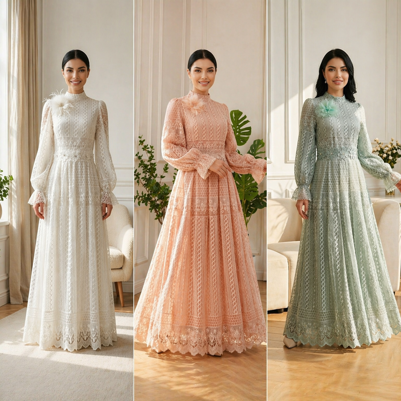 LM348 Elegant Embroidered Double Layer Abaya Dress – Luxury Modest Maxi Gown Regular price $235.44 Sale price $128.39 Sa