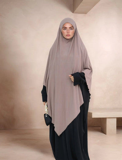 LM517 Jersey Long Khimar - One Layer Maxi Headscarves | Tudong Prayer Shawl for Muslim Women | 2025 Ramadan Limited Edition