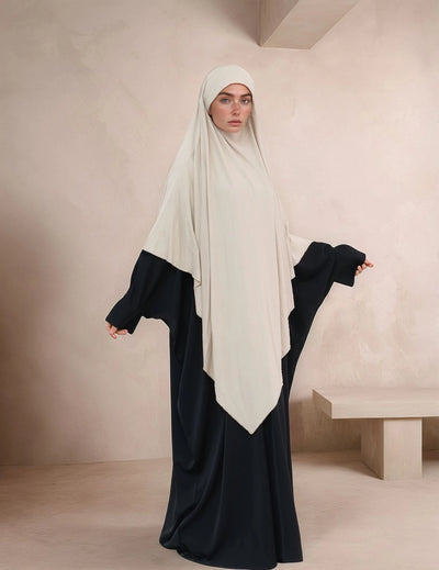 LM517 Jersey Long Khimar - One Layer Maxi Headscarves | Tudong Prayer Shawl for Muslim Women | 2025 Ramadan Limited Edition