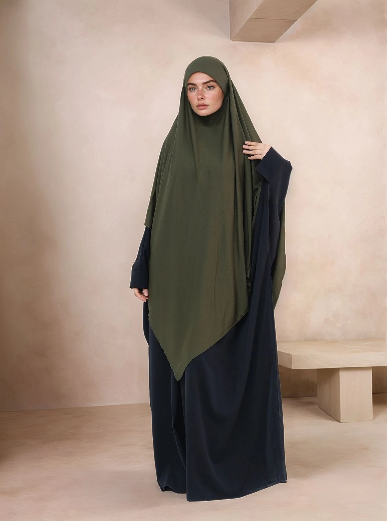 LM517 Jersey Long Khimar - One Layer Maxi Headscarves | Tudong Prayer Shawl for Muslim Women | 2025 Ramadan Limited Edition