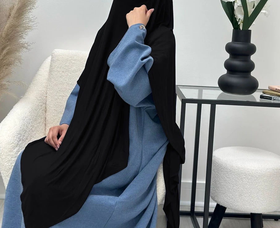 LM517 Jersey Long Khimar - One Layer Maxi Headscarves | Tudong Prayer Shawl for Muslim Women | 2025 Ramadan Limited Edition