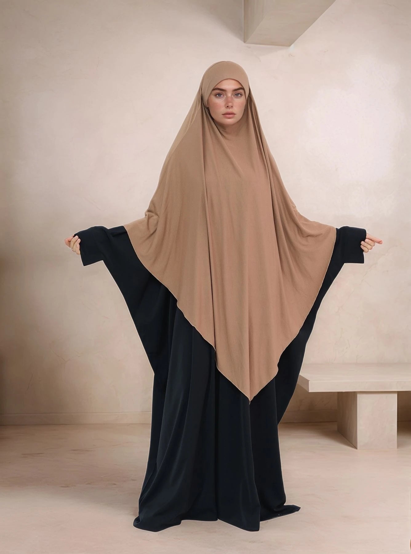 LM517 Jersey Long Khimar - One Layer Maxi Headscarves | Tudong Prayer Shawl for Muslim Women | 2025 Ramadan Limited Edition