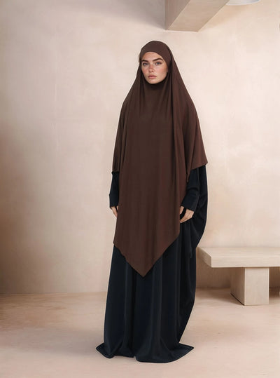 LM517 Jersey Long Khimar - One Layer Maxi Headscarves | Tudong Prayer Shawl for Muslim Women | 2025 Ramadan Limited Edition
