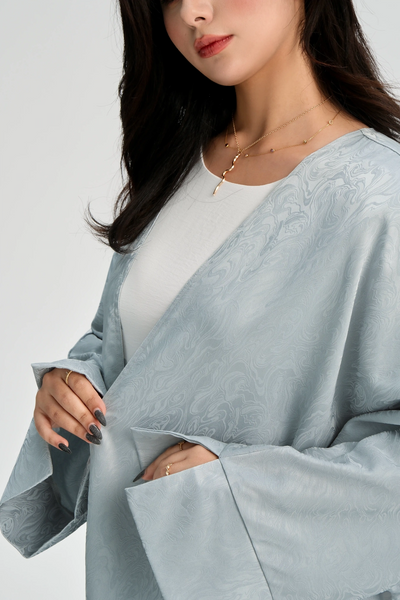 LM120 Jacquard Open Abaya | Split Sleeve Khaleeji Kaftan Cardigan