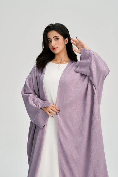 LM120 Jacquard Open Abaya | Split Sleeve Khaleeji Kaftan Cardigan