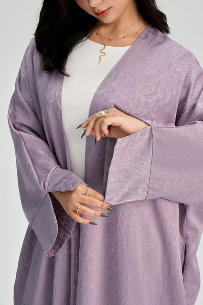 LM120 Jacquard Open Abaya | Split Sleeve Khaleeji Kaftan Cardigan