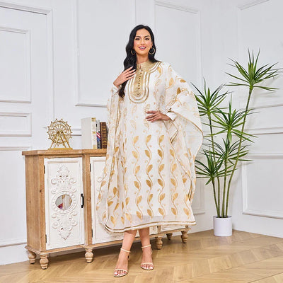 LM185 Summer Cotton Abaya 2 Piece Set | Breathable Embroidered Maxi Kaftan Dress