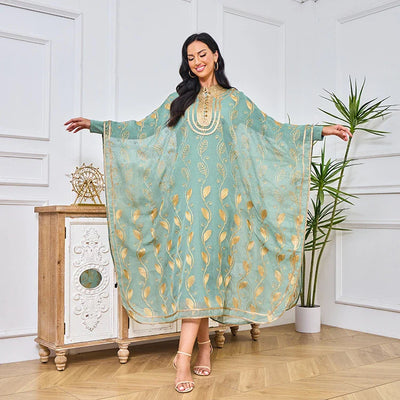 LM185 Summer Cotton Abaya 2 Piece Set | Breathable Embroidered Maxi Kaftan Dress