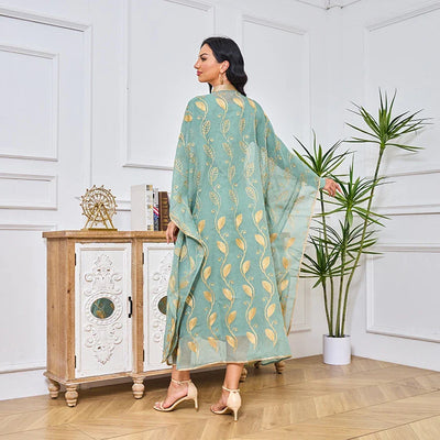 LM185 Summer Cotton Abaya 2 Piece Set | Breathable Embroidered Maxi Kaftan Dress