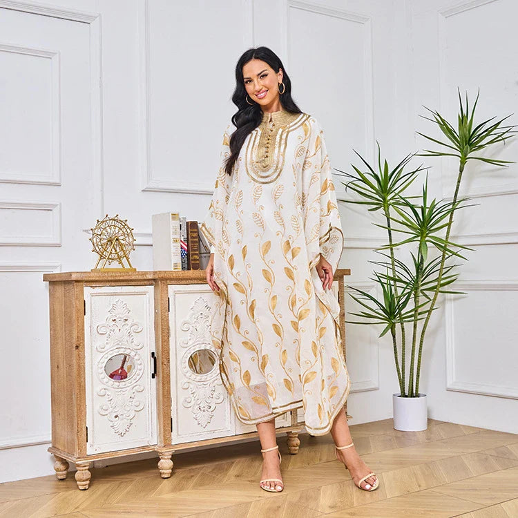LM185 Summer Cotton Abaya 2 Piece Set | Breathable Embroidered Maxi Kaftan Dress