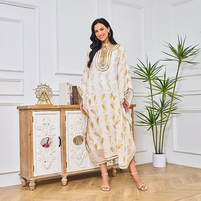 LM185 Summer Cotton Abaya 2 Piece Set | Breathable Embroidered Maxi Kaftan Dress
