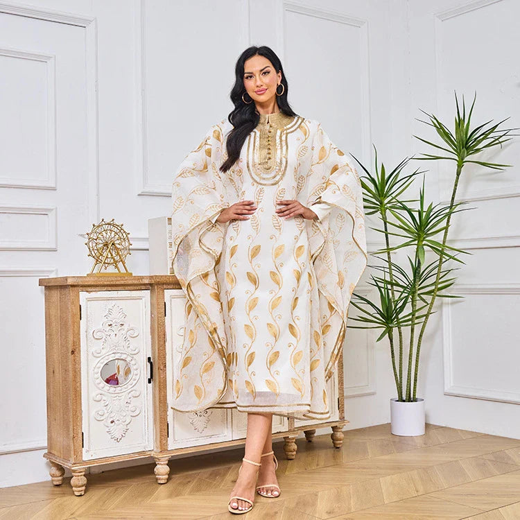 LM185 Summer Cotton Abaya 2 Piece Set | Breathable Embroidered Maxi Kaftan Dress