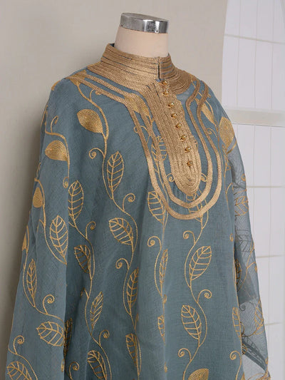 LM185 Summer Cotton Abaya 2 Piece Set | Breathable Embroidered Maxi Kaftan Dress