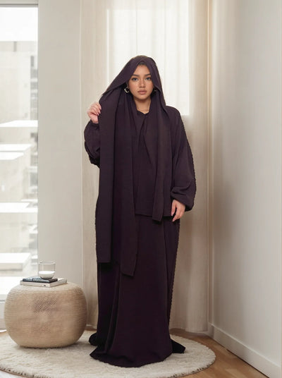 LM013 One-Piece Crepe Hooded Abaya with Hijab | Modest Islamic Prayer Dress