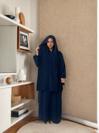 LM013 One-Piece Crepe Hooded Abaya with Hijab | Modest Islamic Prayer Dress
