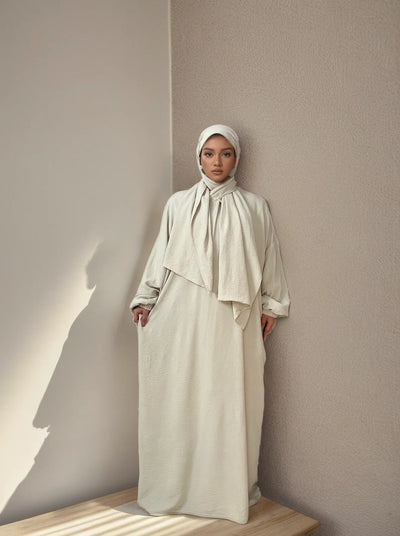 LM013 One-Piece Crepe Hooded Abaya with Hijab | Modest Islamic Prayer Dress
