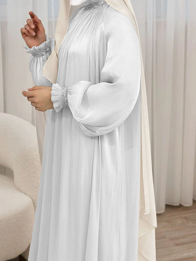 LM024 Elegant Shimmering Sequin Abaya Maxi Dress with Belt | Modest Evening Wear for Muslim Women