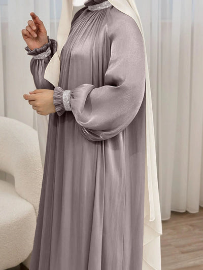 LM024 Elegant Shimmering Sequin Abaya Maxi Dress with Belt | Modest Evening Wear for Muslim Women