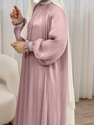 LM024 Elegant Shimmering Sequin Abaya Maxi Dress with Belt | Modest Evening Wear for Muslim Women