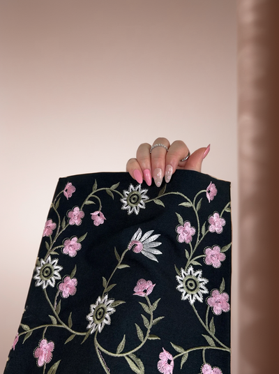 LM054 Floral Embroidery Hala Satin Open Abaya Cardigan Arabic Khaleeji Muslim Women Dress